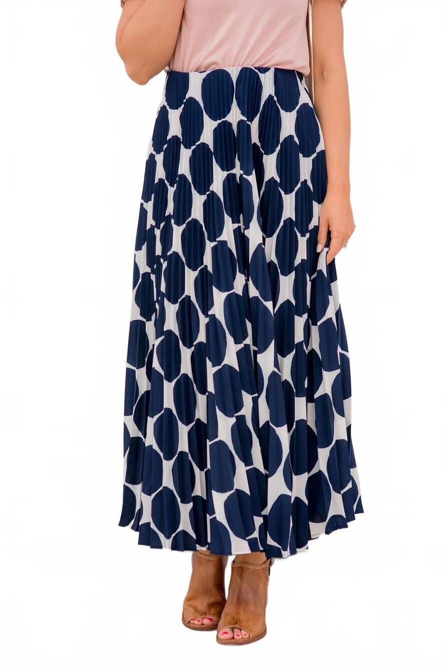 NEW CES FEMME polka dot accordion maxi skirt in blue